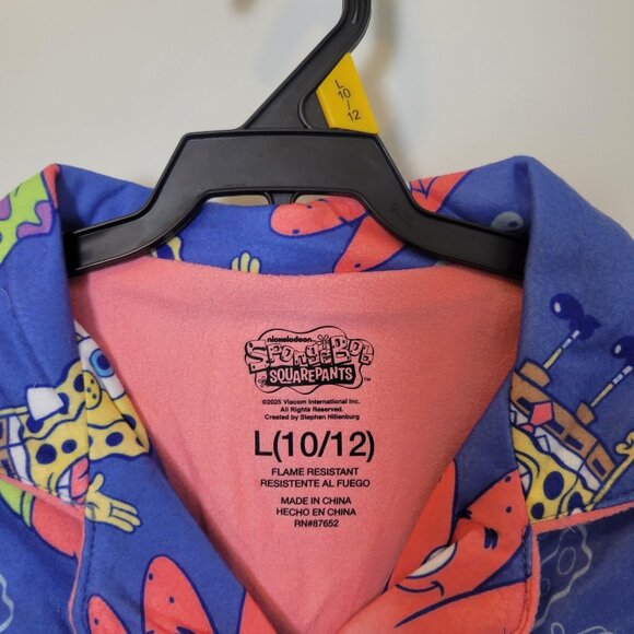 NEW w/ tags Spongebob 2 Pc Pajama Set Long Sleeve w/ Shorts Kids L Soft Comfy - Picture 3 of 5